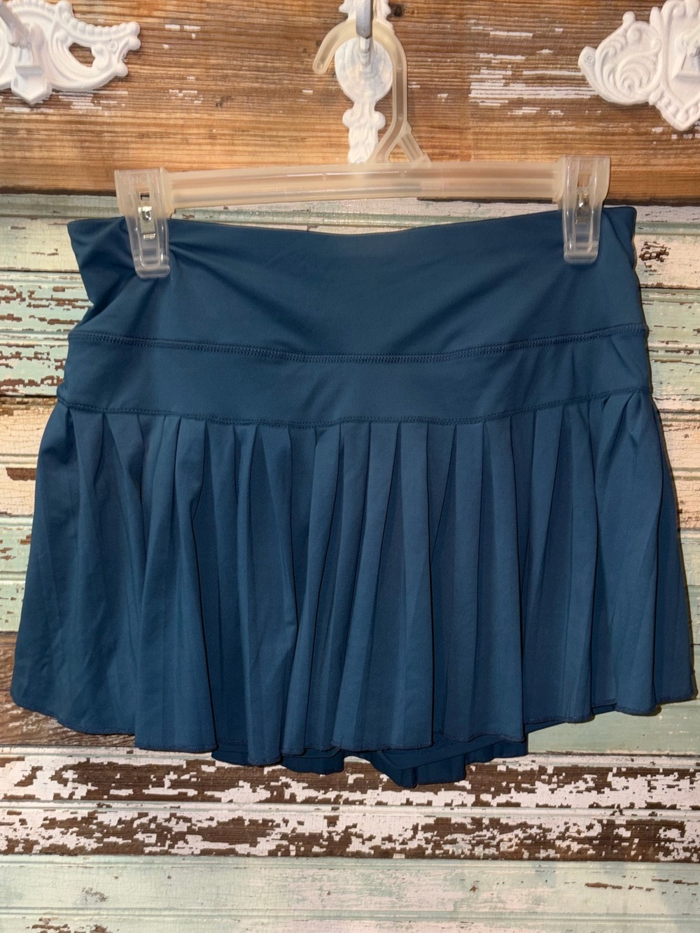 Pleated Active Skater Skort in Deep Teal
